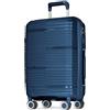 POSH Valigia da cabina 55x40x23 cm - Bagagli rigida leggera da 2,5 kg in polipropilene - Trolley da 37 L con doppie ruote silenziose a 360° - Robusta da viaggio con serratura TSA