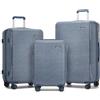 KONO Set 3 Valigie PC+ABS (55+65+75 cm) - Trolley Bagaglio Cabina, Media e Grande con Blocco Aeroportuale e Ruote 360° Silenziose per Viaggi Business e Famiglia (Set di 3 Valigie, Denim Blu)