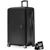 Hauptstadtkoffer Mitte - Valigia grande rigida 77 cm estensibile, valigia da stiva, serratura TSA, 4 ruote doppie, trolley da viaggio, 130 L + Etichetta bagaglio digitale, Nero