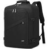KONO Zaino da Viaggio Bagaglio a Mano per aereo Zaino Porta pc Borsa da Cabina Easyjet per Sotto il Sedile Zaini Travel Bag, Nero