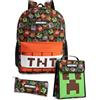 Minecraft Set di 3 zaini multicolore unisex per bambini Creeper & TNT | Chiusura con cerniera e gancio | Materiale scolastico | Articoli essenziali per il ritorno a scuola | Merchandising