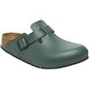 Birkenstock Boston Pro - Pantofole da uomo e donna, in pelle, certificate secondo la norma EN ISO 20347:2043, scarpe professionali per medicina, gastronomia e servizio, timo, 43 EU