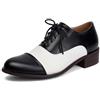 Dasongff Mary Jane - Stiletto retrò da donna Richelieu donna stile vintage brogue con lacci tacco basso scarpe da derby scarpe da vestita città di grandi dimensioni per ufficio costume da matrimonio, A nero