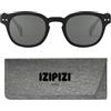 IZIPIZI SUN #C Occhiali da Sole Uomo e Donna - Pantos con Montatura Biobased, Lenti Grigie Antigraffio, Protezione UV 100% Categoria 3, Nero, Black
