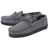 Dunlop - Pantofole da uomo in vera pelle scamosciata finta pelliccia di pecora foderate in pile - Memory Foam - Suola in gomma - Camera da letto per interni, Grigio, 43 EU