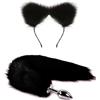 NiKi Set di plug anale e orecchie con coda di volpe Giocattoli per principianti, donne, uomini, coppie e cosplay (set nero da 45 cm)