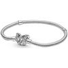 PANDORA Bracciale Moments in maglia snake in argento Sterling con chiusura a farfalla e zirconia cubica trasparente, 18