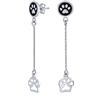 Bling Jewelry Amante Degli Animali Domestici Bff Linear Black Enamel Dog Cat Kitten Puppy Paw Print Orecchini A Pendente Per Le Donne In Argento Sterling .925