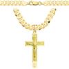 AMAR Amor Luxury Collana in Oro Croce 585/925 Catena Massiccio 6,5 mm