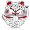 GNOCE Charm Gatto Fortunato in Agento S925 Ti Auguro Buona Fortuna Charm Bead per bracciali e Collana Regalo di Natale per Famiglia Moglie Figlia Amico
