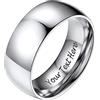 PROSTEEL Anello Incisione Personalizzata in Acciaio Inossidabile 8mm Taglia 23 Colore Argento (Confezione Regalo)- Anello Uomo Acciaio Inossidabile
