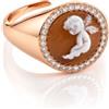 gioiellitaly Anello chevalier regolabile in argento 925 ramato cammeo angelo puttino inciso a mano artigianale Made in Italy