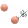 gioiellitaly Orecchini a lobo pallina piccola sfera corallo rosa 6 mm chiusura argento 925 con farfallina gioiello artigianale donna ragazza elegante