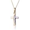 Sakrami Collana in Oro 9kt con Crocifisso Bicolore e Zircone Bianco Regalo perfetto per Bambina o Bambino Comunione Cresima e Battesimo con Scatola Personalizzabile - Gioiello con soggetto religioso