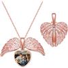 ZqlDDayUP Collana con foto personalizzata Ciondolo a forma di cuore con foto e ali d'angelo Ciondolo a forma di cuore personalizzato Collana con gioielli commemorativi personalizzati Regali per donne