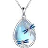 KQF Collana da donna con ciondolo a forma di libellula, farfalla, gatto, medusa, coniglietto, axolotl, ape, sirena, colibrì, elefante, in argento Sterling, con pietra di luna, idea regalo per donne