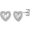 Suplight Orecchini Donna Argento 925 a Cuore Orecchini Lettera da A-Z Orecchini Iniziale del Nome Orecchini con Zirconia Regalo Donna Ragazza