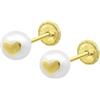 TIME ROAD Orecchini Bebè Bambina in Oro 9K HIN00172/6 - Cuore 6 mm - Chiusura a Vite Sicura - 3-24 mesi - Ideale per Nascita, Battesimo o Compleanno
