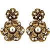 Mokilu' - Gioielli - Orecchini Vintage - Donna - Ottone dorato 24kt - Motivo floreale - Perla