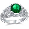 Bling Jewelry Personalizza L'Anello Da Cocktail In Stile Art Deco Con Zirconi Rotondi Simulati Di Colore Smeraldo Verde Placcato In Argento Da 3 Carati Per Le Donne Personalizzabile