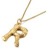 OAKKY Vintage Delicato Dichiarazione bambù Iniziale Ciondoli Unico Alfabeto Monogram Nome Collane Donna Ragazze Acciaio Inossidabile Oro R