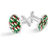 Generic Gemelli in argento personalizzati per camicia da smoking bandiera italiana con calcio, 20mm*20mm, Acciaio inossidabile, Quarzo creato