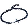 Breil, Collezione B.X., Bracciale Uomo in Acciaio IP, Bracciale Catena con Croce Asimmetrica, Chiusura a Moschettone, Lunghezza Regolabile 17-22 cm, Idea Regalo Uomo