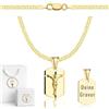 ZELYA Collana d'oro con croce/medaglione - catena a maglia panzer placcata oro 925/585 14K per ragazze e ragazzi - 45-60 cm collana per comunione con croce, collana per bambini per comunione e
