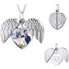 MunkiMix Collana con Medaglione a Cuore Personalizzato con Immagine All'interno Collana con Medaglione in Argento con Ali D'angelo Gioielli Personalizzati per Donna Regali di Compleanno (Stile B1)