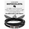 Bramart Bracciale Uomo Motociclista in Pelle Intrecciata con Acciaio Inox Lucidato di Altissima qualità Idea Regalo per lui Regali Compleanno Natale - Cofanetto con DEDICA incluso (Motociclista - 1)