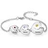 Jeweidea Bracciale Donna con Nomi Incisioni Ciondolo Cuore Personalizzato Bracciale in Argento per Mamma Fidanzata Bracciale Amicizia Regalo per Compleanno Festa della Mamma San Valentino(3 nome)