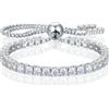 TUHE Moissanite - Braccialetto tennis regolabile da donna in argento Sterling S925 placcato in oro bianco 18 carati, colore D, VVS1, taglio rotondo, 2/3/4 mm, regalo per moglie/mamma, 10inch, Oro bianco