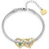 kaululu Bracciale Donna Personalizzato con Nome Famiglia Bracciale Cuore con Incisione Pietre Portafortuna per Mamma, Nonna Regalo Natale Festa della Mamma (2 Nome)