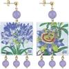IN Lebole Collezione The Tag Fiore Orecchini da Donna in Ottone Pietra Lilla