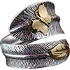 ForFox Anello di piuma con la farfalla dorata in argento sterling 925 nero vintage per donna uomo regolabile