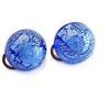 VENEZIA CLASSICA - Orecchini da Donna in Vetro di Murano Originale con foglia in argento, modello Cabochon, chiusura a Clip, Made In Italy certificato (blu)
