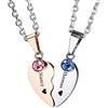 INBLUE Collana con Coppia di Cuori Personalizzata Set Incisione Nome Data per Uomo Donna Birthstone Catena Regolabile in Acciaio Inossidabile Ciondoli di Relazione d'Amore(Color Oro Rosa)