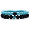 KARDINAL WEIST howlite turchese onice bracciale yin yang, perle di gemma, gioielli in pietra naturale, braccialetto di amicizia (XL, partner bracciale)