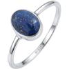 mantraroma Anello da donna in argento 925 con pietra preziosa lapislazzuli blu semplice e moderno