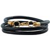 König Design Collana in pelle liscia in pelle, da 4 mm a 6 mm, da uomo, colore nero, lunghezza 17-100 cm, con chiusura a moschettone, oro rotondo, 40 cm, Acciaio inossidabile