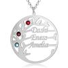 kaululu Collana Donna Albero della vita con Nome Personalizzabile 2-4 Famiglia Bff Nomi Incisione Simulato Pietre Collane Mamma con Nome Ciondolo in 925 Argento Gioielli Compleanno (Silver, 3 name)