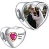 LaMenars Personalized Photo Charms Cuore Perline Argento Sterling Personalizzare Immagine Amore per le Donne Bracciali e Collane Regali per Ragazze