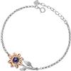 PERIMADE Braccialetto con proiezione fotografica personalizzata con immagine all'interno, con testo personalizzato e amore in 100 lingue con ciondolo a forma di girasole, in argento Sterling 925