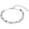 ALBERTBAND Bracciale Infinity in Argento Personalizzato con Nomi e Ciondoli 1-7 Braccialetti Regolabili con Pietre del Parto Simulate per Donne Ragazze (5 nomi)