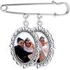 MMXX Ciondolo con Foto Commemorativo Personalizzato per Donne Spilla Boutonniere in Lega Personalizzata con 2 Fotos per Matrimoni/Laureati/Ricordi (A2: Argento)