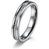 HIJONES Anello da Uomo e Donna in Tungsteno da 4mm con Meteorite Imitato Fede Nuziale Argento Taglia 27