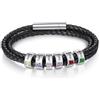 GBTROEY Bracciale in pelle da uomo personalizzato con incisione da 1 a 6 nomi e perline con pietre di nascita Regali di gioielleria per uomini Festa del papà