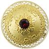 Filu & Trama Spilla sarda forma bottone in argento dorato con pietra rossa GIOIELLO SARDEGNA