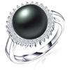 FUSHENGTER Anello Anelli Donna Regalo Uomo Rings Anello A Forma Di Sole Alla Moda Anello Regolabile Con Perla D'Acqua Dolce Naturale Per Donna Anello 925 Regalo Ridimensionabile Nero