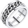 PROSTEEL Anelli Personalizzati Anello con Incisione Uomo Acciaio Inossidabile a Catena Misura 22 Colore Argento Anelli Larghi Uomo